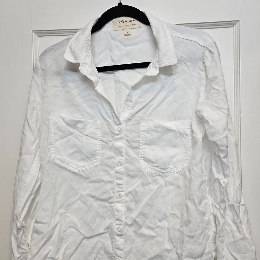 Cloth & Stone White Shirt With Frayed Edges